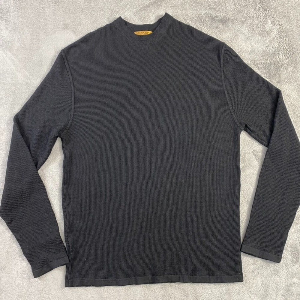 DKNY Donna Karan New York Sweater Womens L Black Pullover Long Sleeve 100% Wool